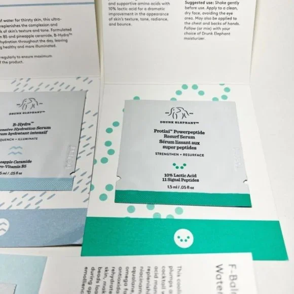 Drunk Elephant SAMPLE LOT A-Passioni Retinol B-Hydra Intensive F-Balm Protini - Picture 2 of 4